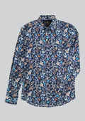 Cutler & Co Richard Long Sleeve Shirt: Floral Print - Kelp