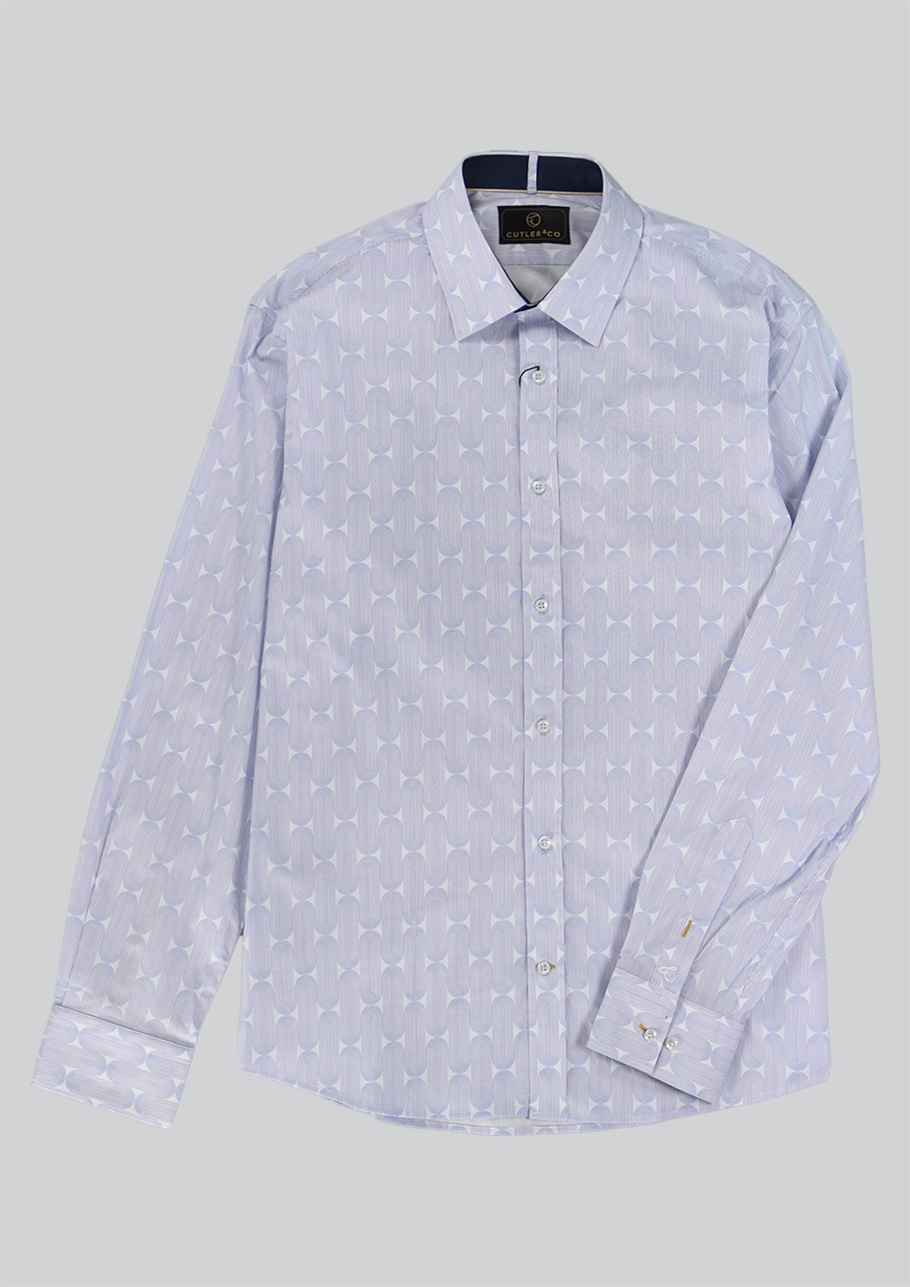 Cutler & Co Blake Long Sleeve Shirt: Geometric Print - Blue