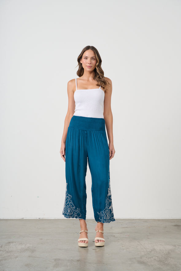 Lightweight Embroidered Stretch Culottes