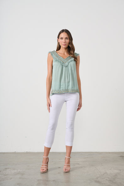 Fringed Satin Mermaid Blouse