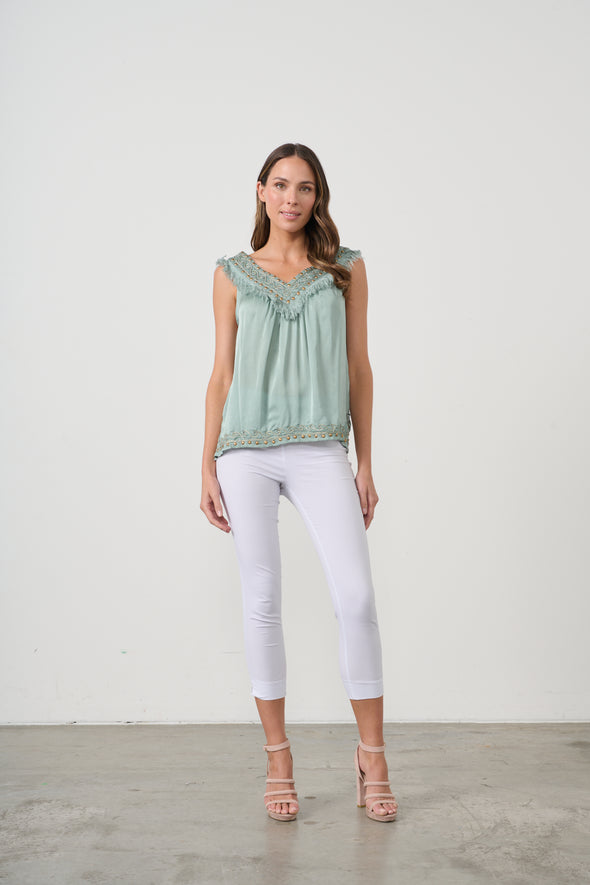 Fringed Satin Mermaid Blouse