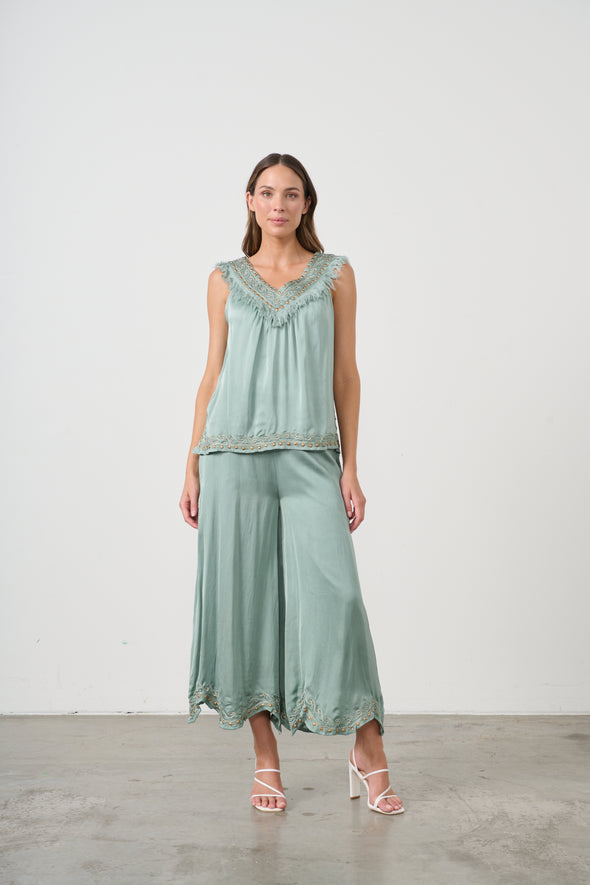 Fringed Satin Mermaid Blouse