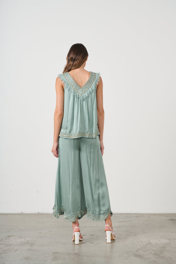 Fringed Satin Mermaid Blouse