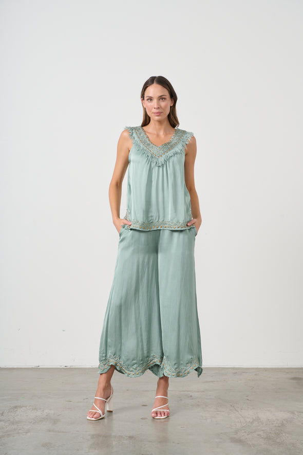 Fringed Satin Mermaid Blouse