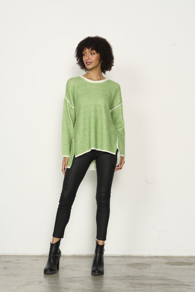 Caju Outlined Hem Knit Jumper - Lime