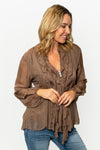 The Italian Closet: Odysse Short Romantic Silk Tunic - Chocolate