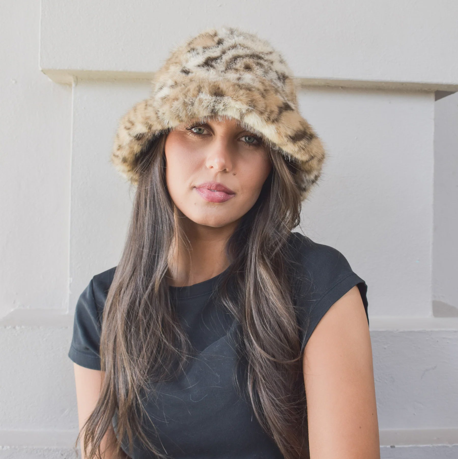 Vegan Fur Leopard Bucket Hat