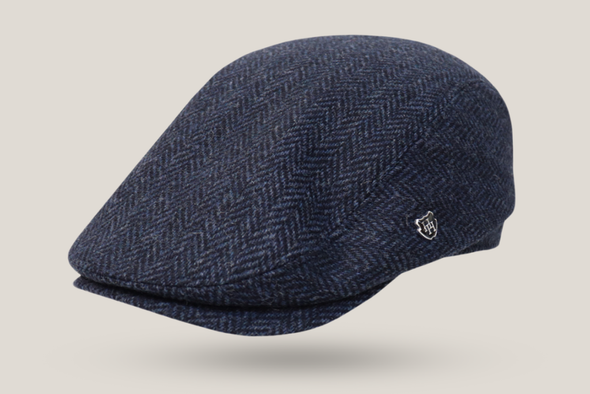 Castleford English Wool Tweed Driving Cap - Navy