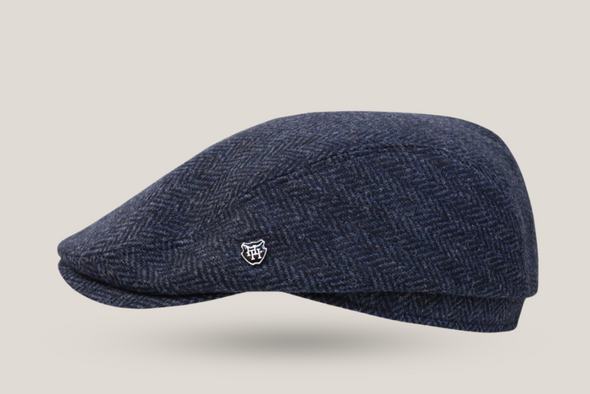 Castleford English Wool Tweed Driving Cap - Navy
