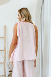 Fresia Linen Bow Detail Top in Blush