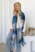 Chunky Kniit Scarf Denim Blue Stripe