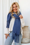 Chunky Knit Scarf in Denim Blue