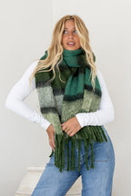 Chunky Knit Scarf in Forest Stripe