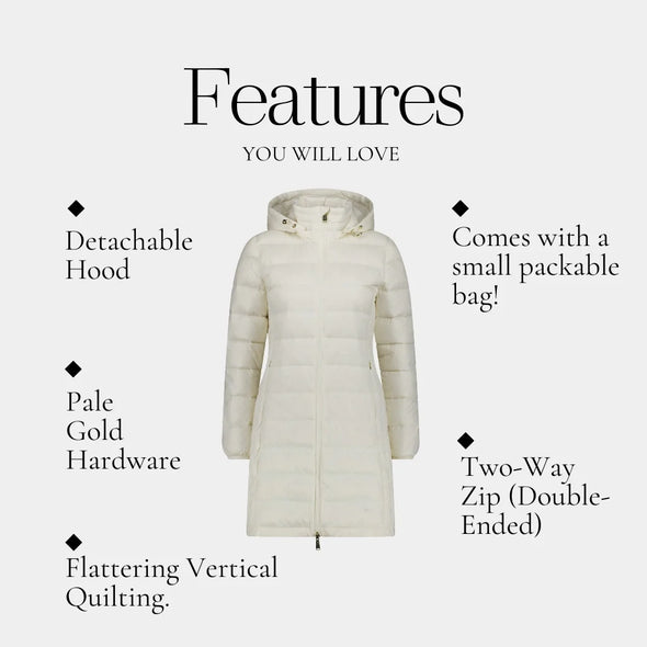 Moke: Sarah 90/10 Packable Down Coat - Cream
