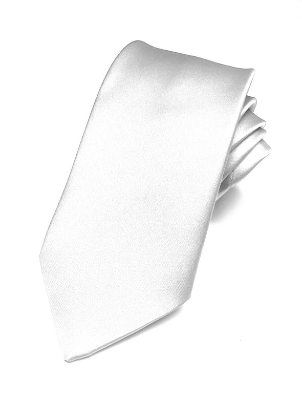 Fellini Satin Tie - White