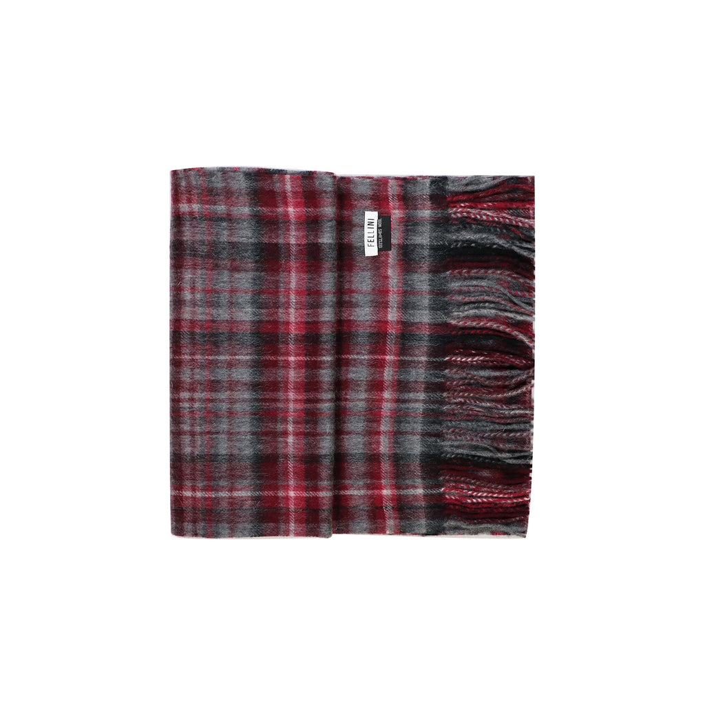 100% Lambs Wool Scarf - Classic Red Micro Tartan