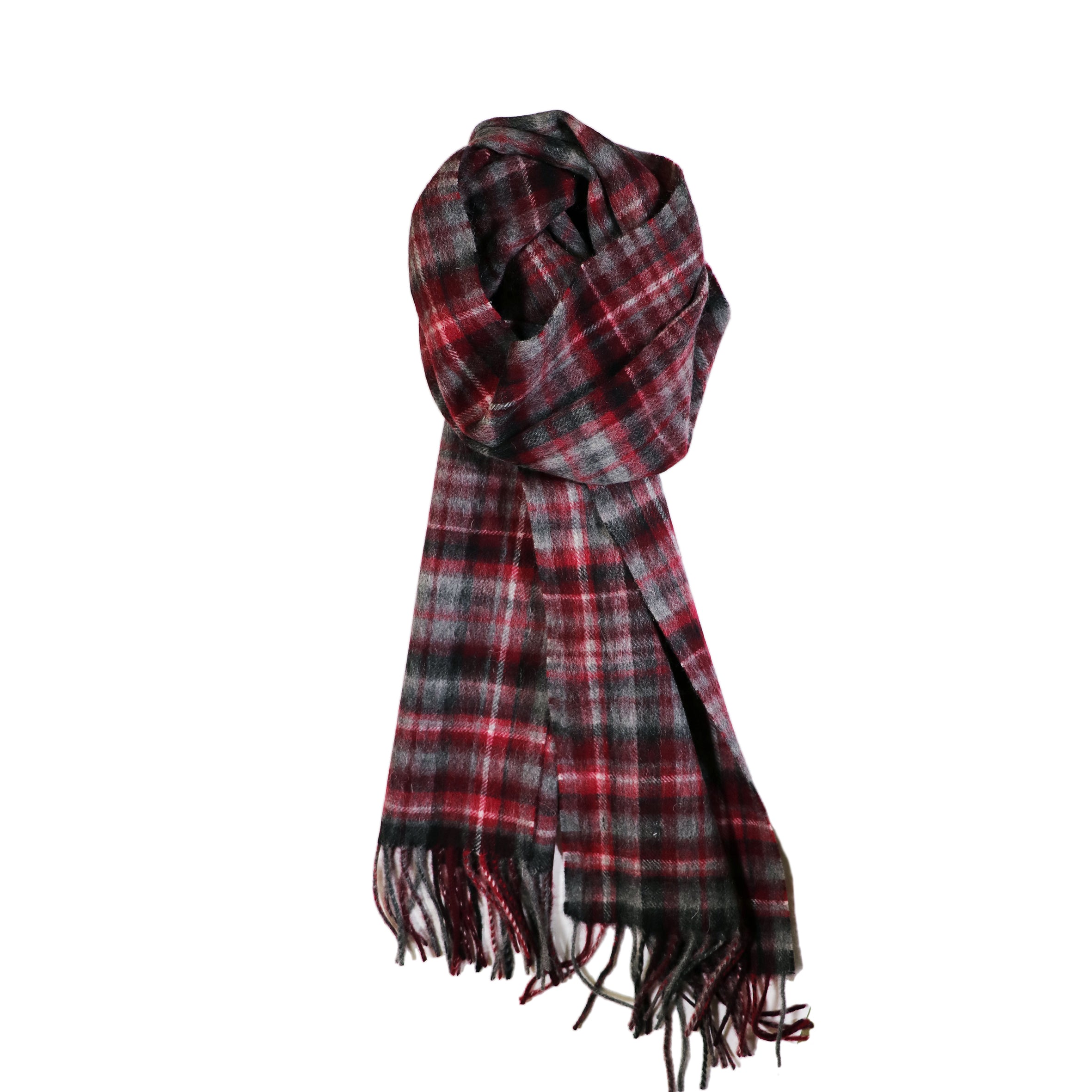 100% Lambs Wool Scarf - Classic Red Micro Tartan