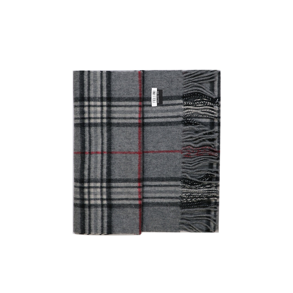 100% Lambs Wool Scarf - Classic Grey Tartan