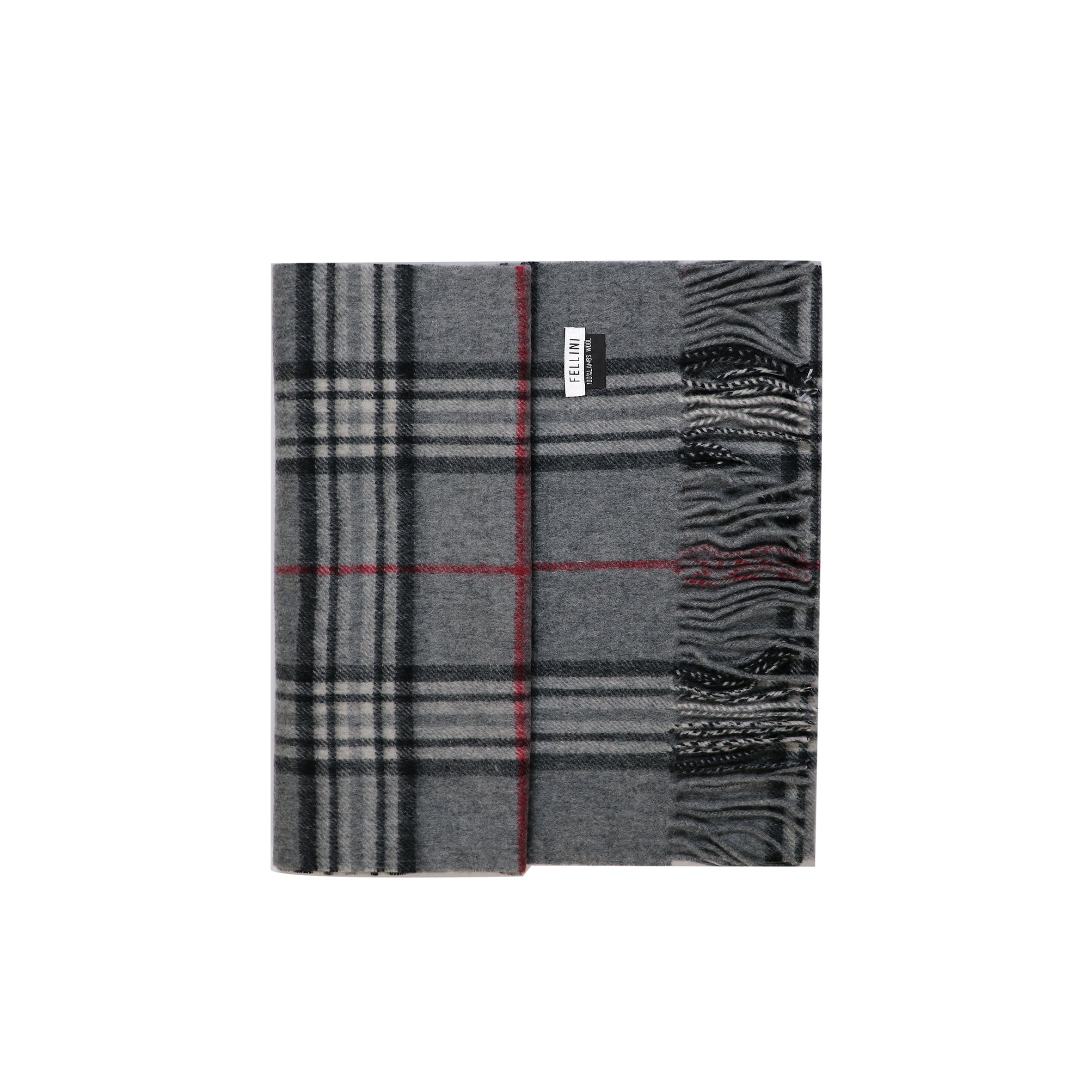 100% Lambs Wool Scarf - Classic Grey Tartan