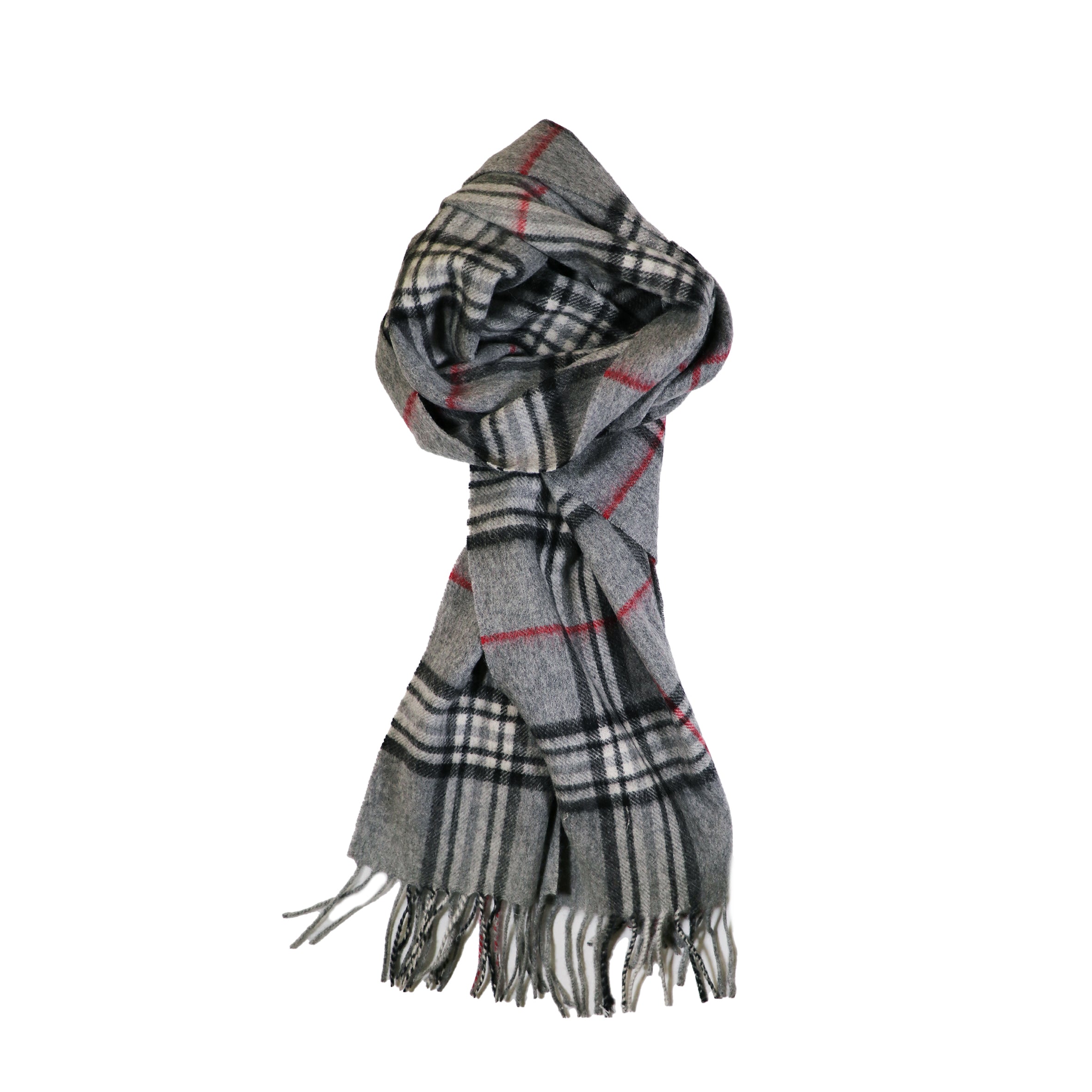 100% Lambs Wool Scarf - Classic Grey Tartan