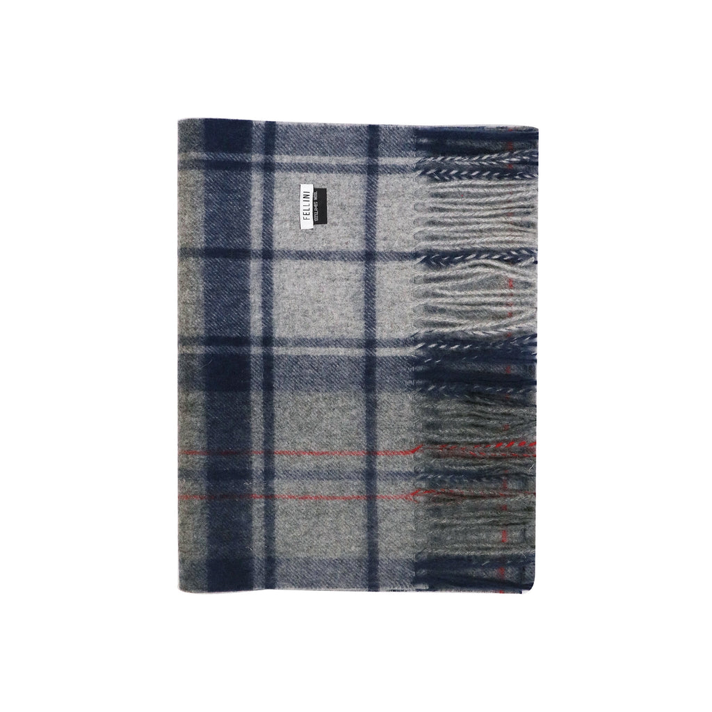 100% Lambs Wool Scarf - Blue Grey Tartan