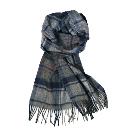 100% Lambs Wool Scarf - Blue Grey Tartan