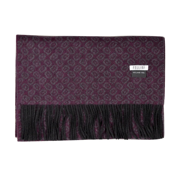 100% Lambs Wool Scarf - Wine Printed