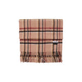 100% Lambs Wool Scarf - Red Beige Tartan