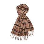 100% Lambs Wool Scarf - Red Beige Tartan