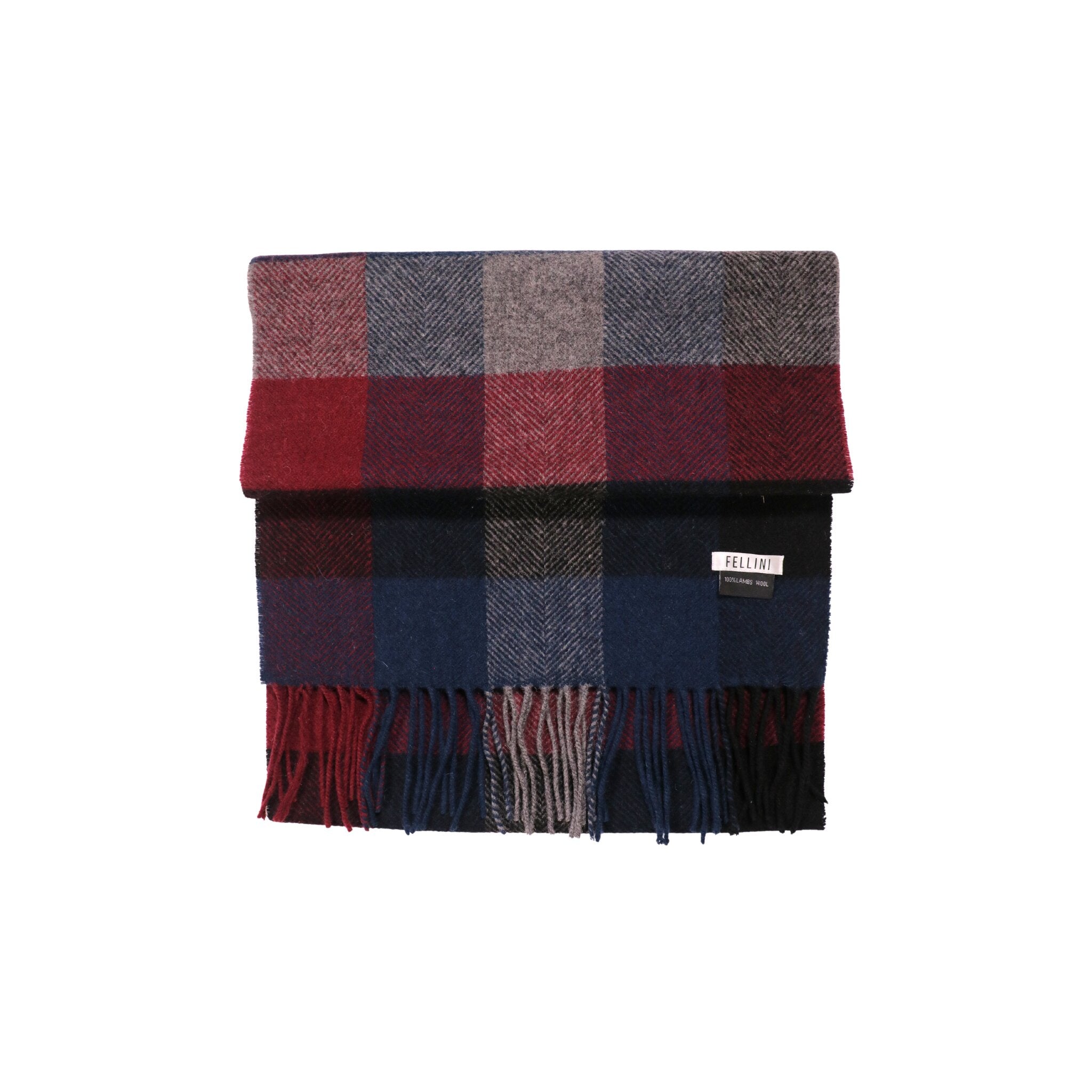 100% Lambs Wool Scarf - Red Blue Plaid