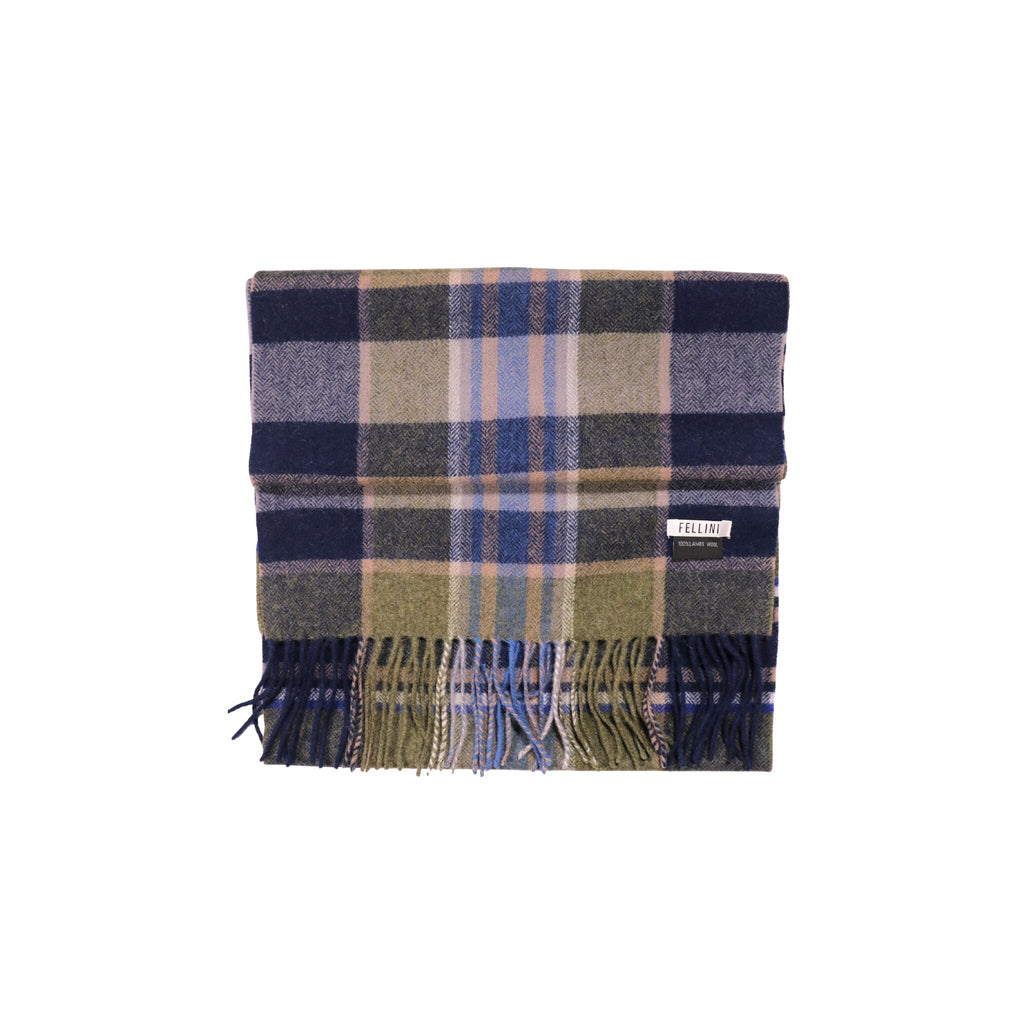 100% Lambs Wool Scarf - Lake Plaid