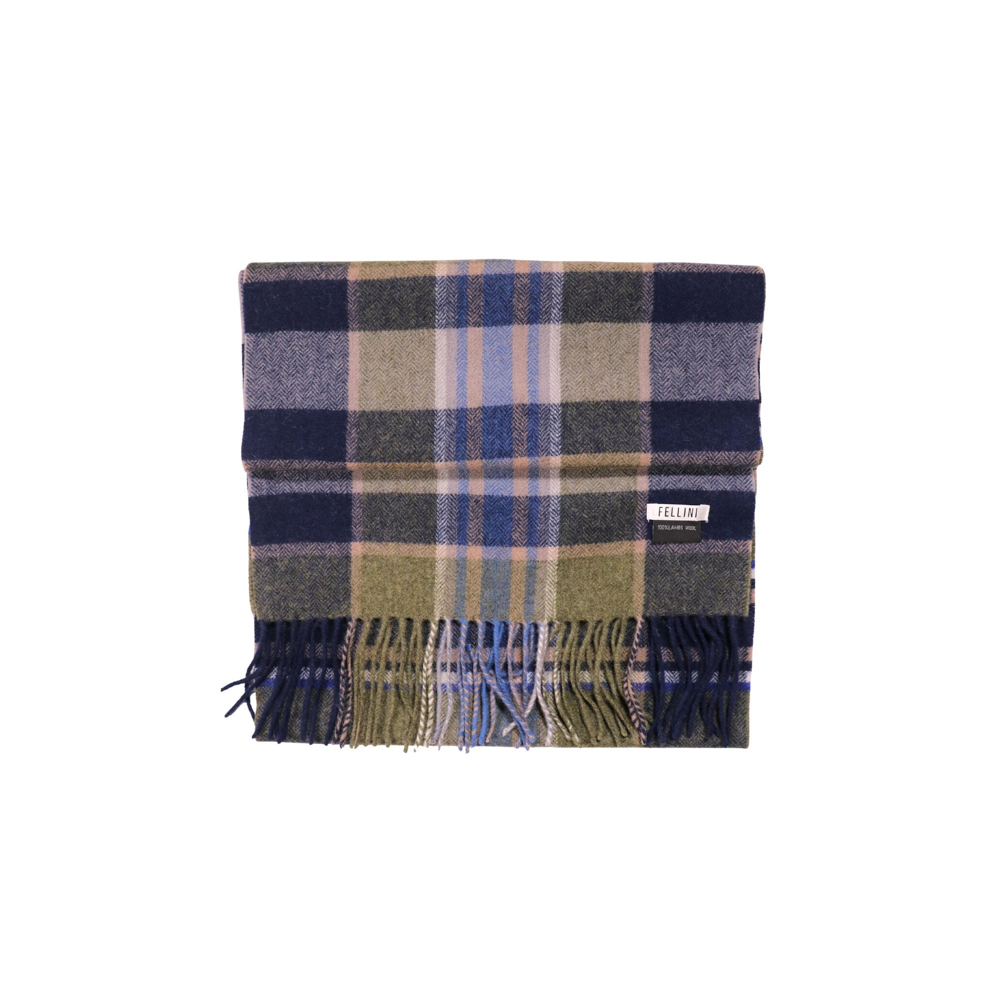 100% Lambs Wool Scarf - Lake Plaid