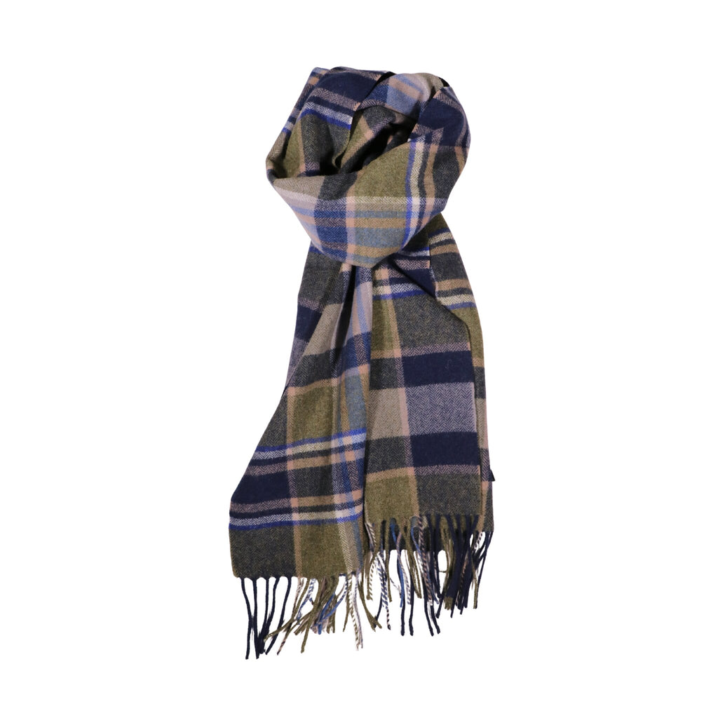 100% Lambs Wool Scarf - Lake Plaid