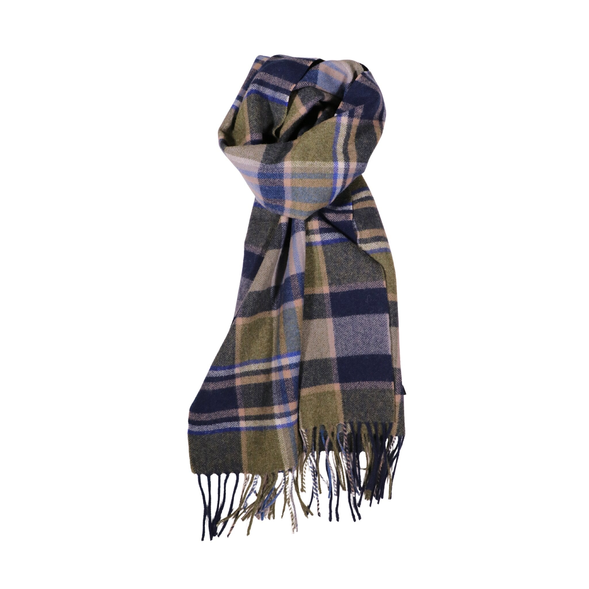 100% Lambs Wool Scarf - Lake Plaid