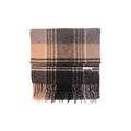 100% Lambs Wool Scarf - Tan Grey Plaid