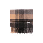 100% Lambs Wool Scarf - Tan Grey Plaid