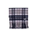 100% Lambs Wool Scarf - Grey Navy Plaid