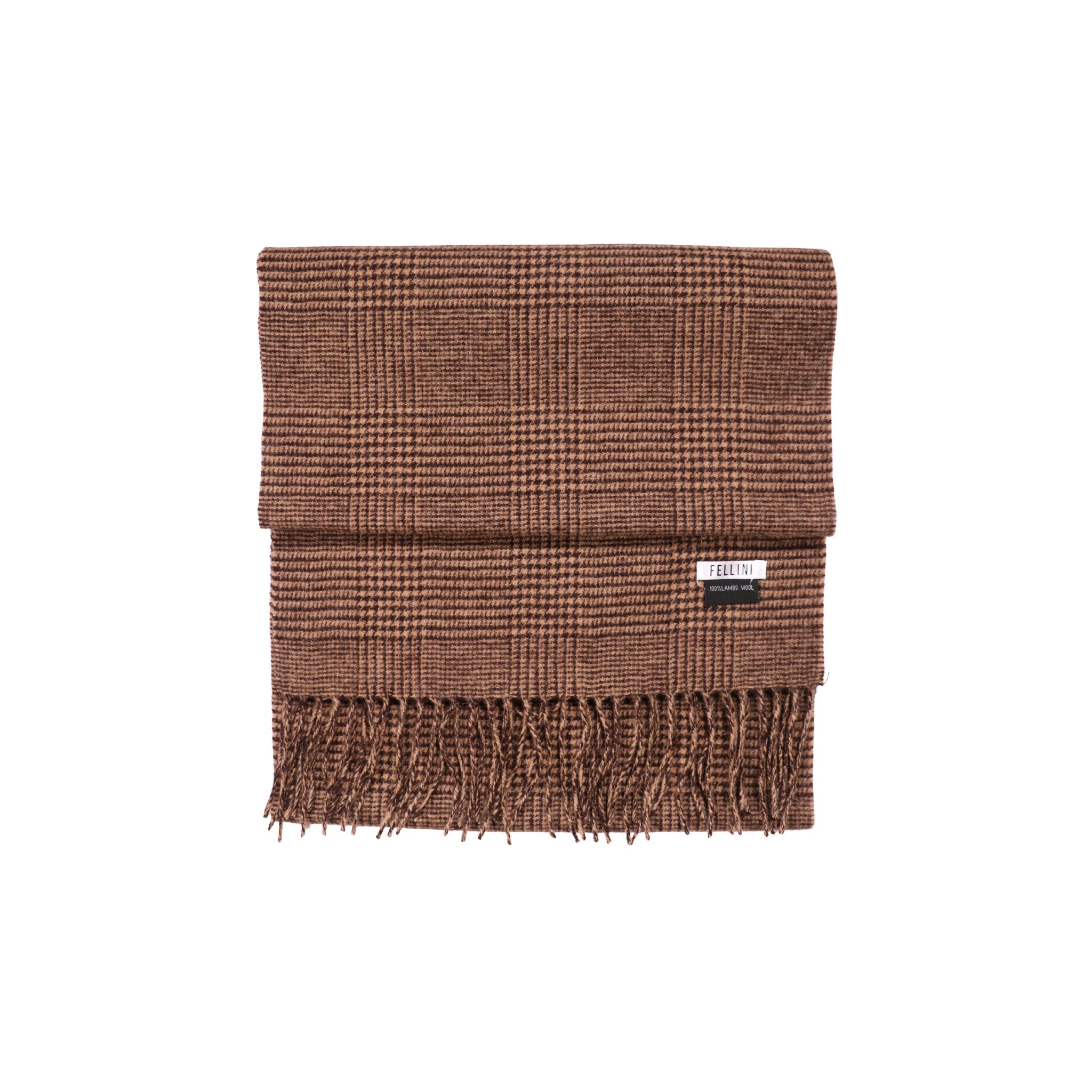 100% Lambs Wool Scarf - Tan Houndstooth