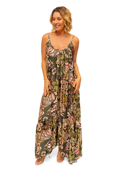 The Italian Closet: Florida Silk Blend Dress in Khaki