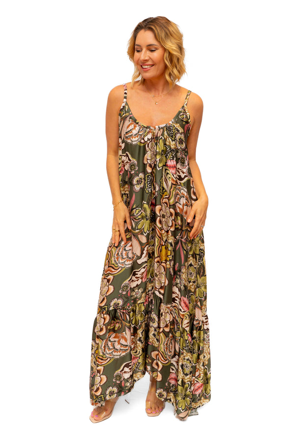 The Italian Closet: Florida Silk Blend Dress in Khaki