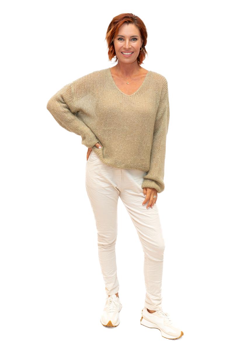 The Italian Closet: Glint - Kid Mohair Mix Knit with Sequin in Camel
