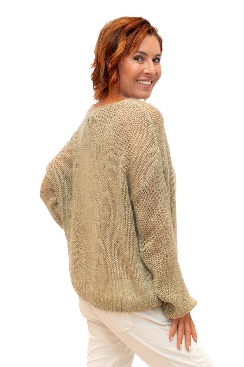 The Italian Closet: Glint - Kid Mohair Mix Knit with Sequin in Camel