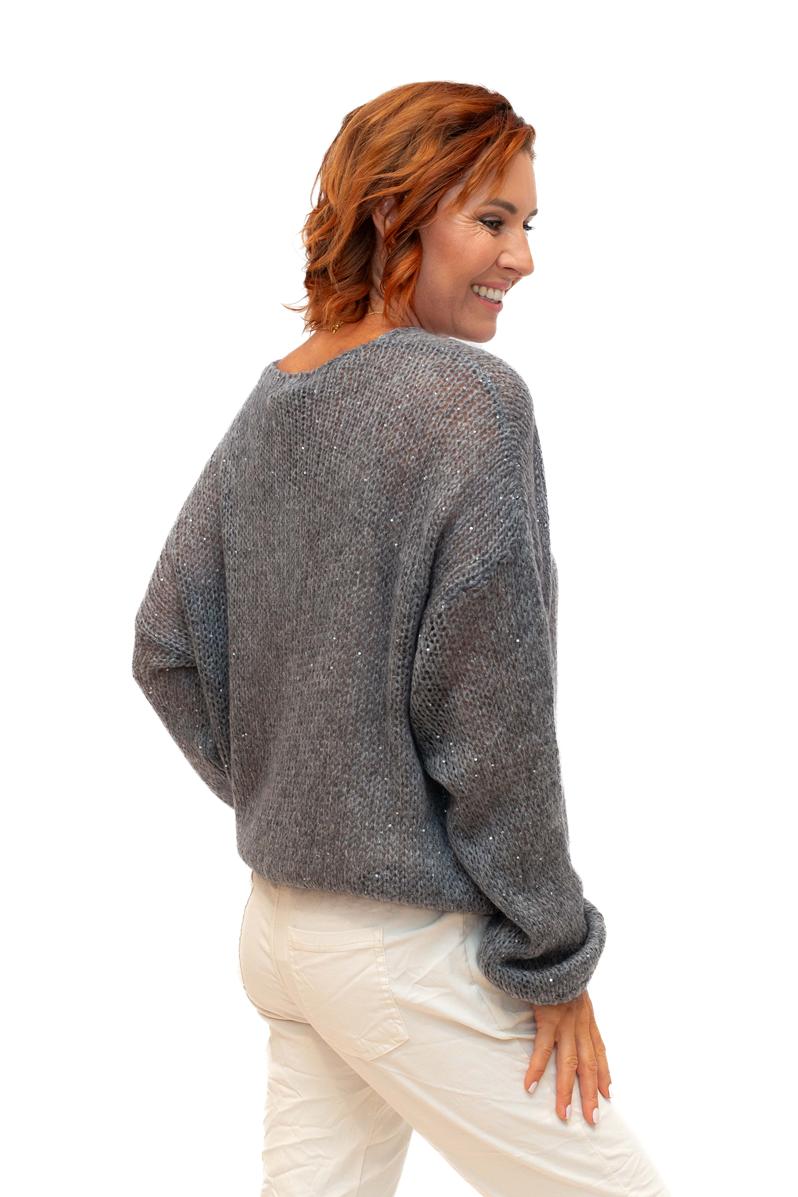 The Italian Closet: Glint - Kid Mohair Mix Knit with Sequin in Charcoal