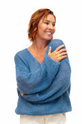 The Italian Closet: Glint - Kid Mohair Mix Knit with Sequin in Denim