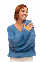 The Italian Closet: Glint - Kid Mohair Mix Knit with Sequin in Denim