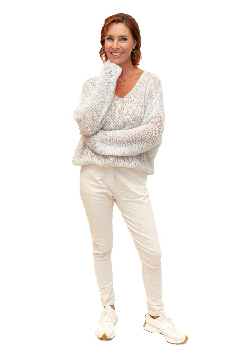 The Italian Closet: Glint - Kid Mohair Mix Knit with Sequin in Light Grey