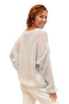 The Italian Closet: Glint - Kid Mohair Mix Knit with Sequin in Light Grey
