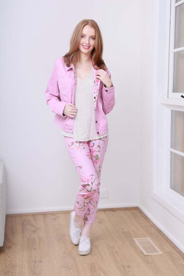 Womens Reversible Jeans - Pink Island Bloom