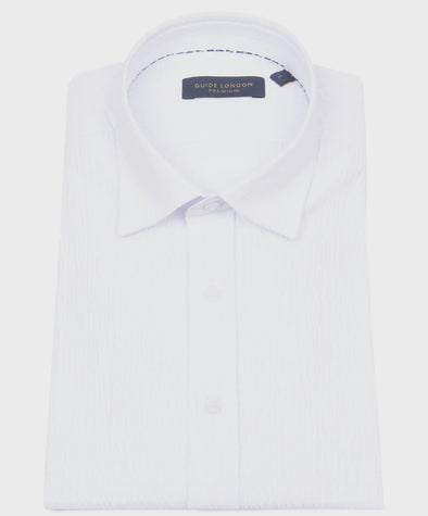 Guide London Short Sleeve Shirt : Seersucker - White