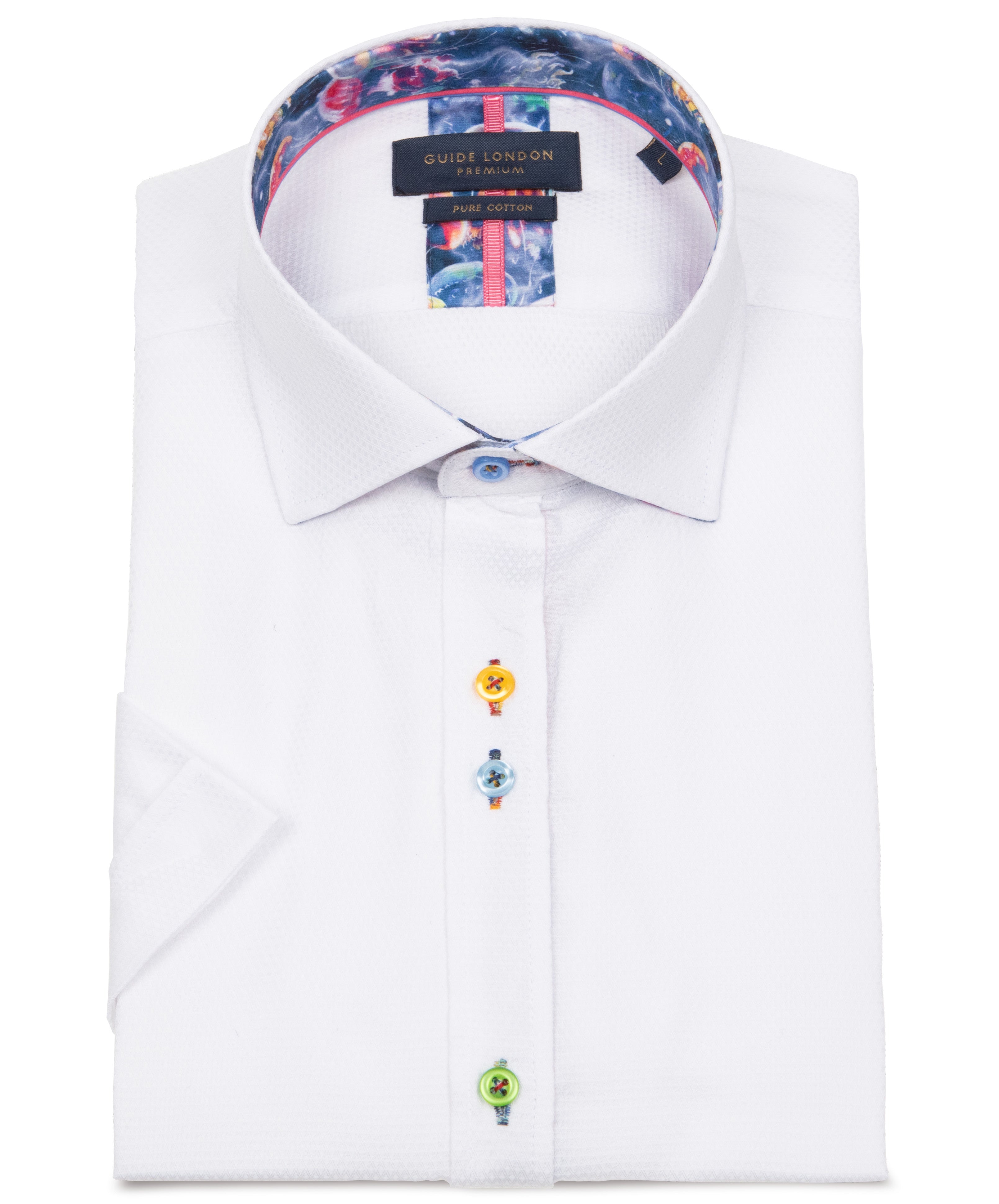 Guide London Short Sleeve Shirt : Plain But Not Plain Jellyfish Print - White
